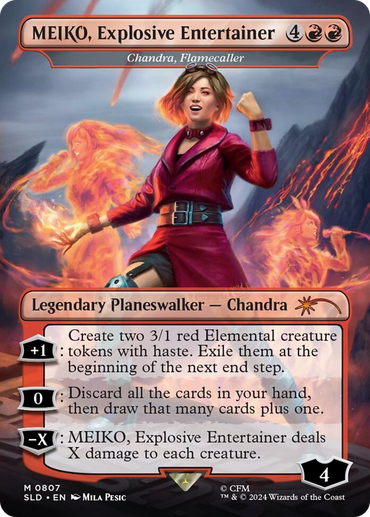 MEIKO, Explosive Entertainer - Chandra, Flamecaller (Rainbow Foil) (Japanese) [Secret Lair Drop Series]